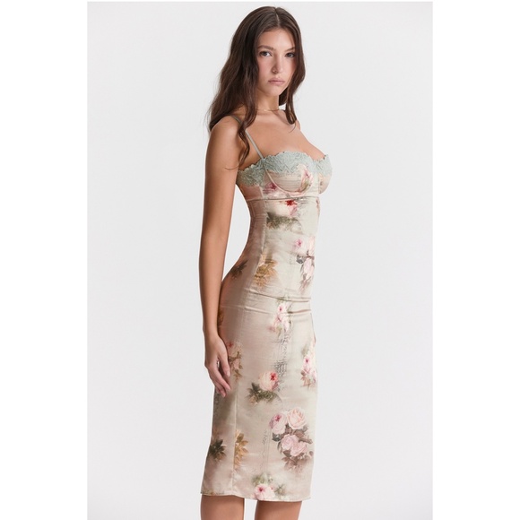 NEW House of CB Venus Dress Vintage Cream Flower Print Large+ (XL) - Picture 4 of 17